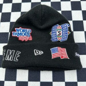Supreme Black Beanie with Embroidered Designs